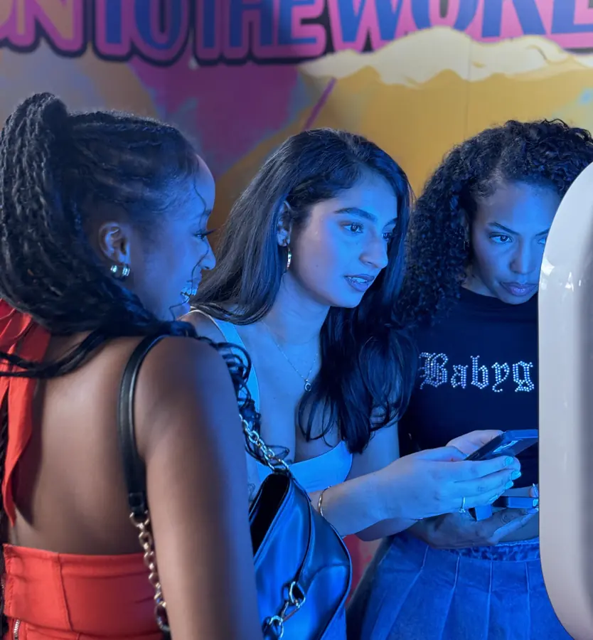 Guests checking their photos on the booth screen